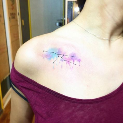 Tattoo On Collar Bone, Tattoos Taurus, Niece Tattoo, Aquarius Constellation Tattoo, Taurus Constellation Tattoo, Aries Constellation Tattoo, Virgo Constellation Tattoo, Taurus Tattoo, Taurus Constellation