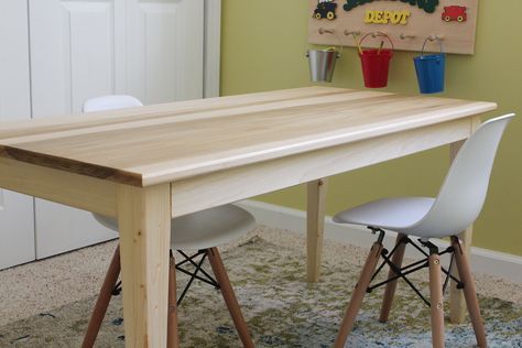 DYI Wood Preschool Table | A homemade child-size table for our homeschool room Homeschool Table, Preschool Tables, Plywood Table, Homeschool Room, School Room, Home School, Simple House, Our Home, Craft Room