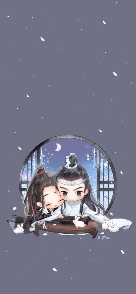 Cute fanart of chibified Wei Wuxian and Lan Wangji from "The Untamed" by Pika Wei Wuxian And Lan Wangji, Clouds Wallpaper Iphone, Cute Fanart, Aesthetic Profile Picture Cartoon Soft, Anime Wallpaper 1920x1080, Chibi Wallpaper, Lan Wangji, Happy Wallpaper, Anime Cupples