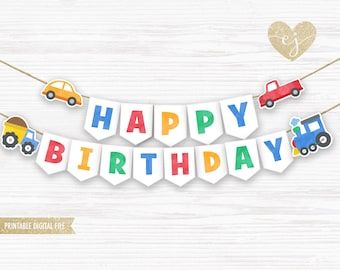 Buy Second Birthday Banner TWO Transportation Banner Print Online in India - Etsy Transportation 2nd Birthday, Transportation Birthday Theme, Race Car Birthday Decorations, Transportation Birthday Party, Happy Birthday Banner Printable, Transportation Birthday, First Birthday Banner, Car Birthday Theme, Banner Printable