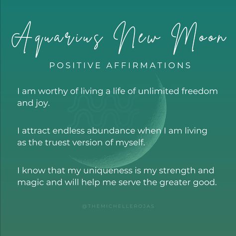 New Moon in Aquarius Affirmations New Moon In Aquarius 2024, Aquarius Affirmation, New Moon Aquarius, New Moon Affirmations, Moon Affirmations, New Moon In Aquarius, Moon Aquarius, Yt Ideas, Divination Witch