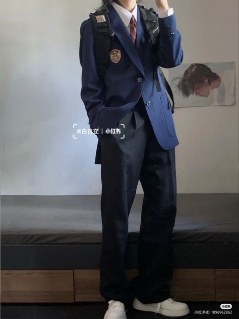 @BLAIRIUM (•ᴗ•,, ) Japanese Male Uniform School, Nevermore Academy Uniform Male, Private School Uniforms Male, School Aesthetic Outfits Uniform, Private School Uniforms Boys, School Uniform Fashion Men, Korean Highschool Uniforms, Male School Uniform Aesthetic, School Uniform Outfits Boys