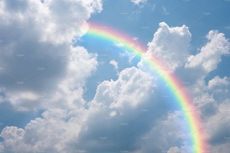 Rainbow and sky background by Pushish Images on @creativemarket Clouds And Rainbows, Real Rainbow, Sky Rainbow, Sunset Rainbow, Facebook Profile Photo, Rainbow Pictures, Rainbow Painting, Rainbow Sky, Sky Pictures