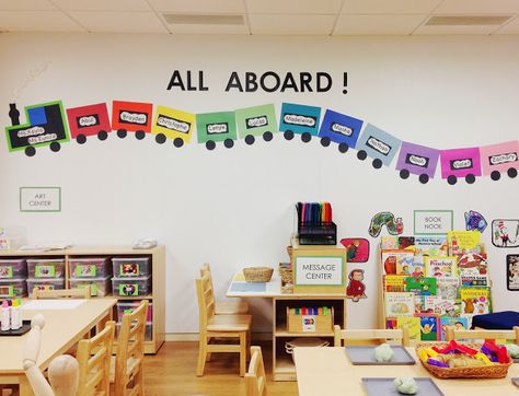 Trains Preschool, Classroom Decoration Ideas, Kindergarten Numbers, Classroom Decor Middle, Classroom Decor High School, Infant Classroom, Diy Classroom Decorations, Daycare Room, Preschool Rooms