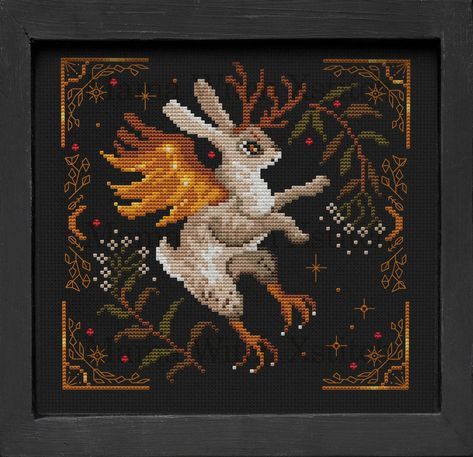 "🔮Whimsical and magical OOAK cross stitch pattern for witchy souls SHOP NOW🔮 Fabric: 14 count Aida Stitches: 100 x 97 Size: 7.14 x 6.93 inches or 18.14 x 17.60 cm Colours: DMC 🌠PURCHASE INCLUDES : 1.Pattern with COLOR and symbol chart on 4 PAGES READY TO PRINT 2.Pattern with BLACK AND WHITE easy to read symbol chart on 4 PAGES READY TO PRINT 3.Pattern with full color and symbol chart on ONE PAGE scalable PDF file to USE WITH GADGETS 4.Pattern with color symbols only 5.Pattern with color block Pixel Grid Pattern, Simple Cross Stitch Patterns, Witchy Cross Stitch, Moon Cross Stitch, Broderie Simple, Animal Cross Stitch, Rabbit Colors, Rabbit Pattern, Crochet Cross