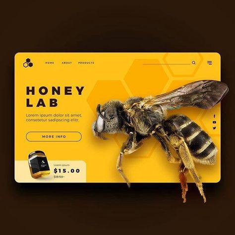 Latest Web Design Trends, Honey Label, Landing Page Inspiration, Website Banner Design, Honey Brand, Youtube Design, Website Design Layout, Learning Graphic Design, Web Inspiration