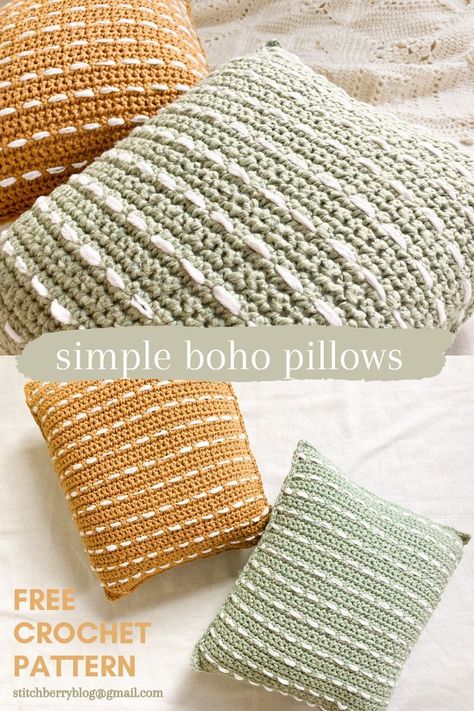 Obsessed with boho? Then the Desert Stripes Pillow is the perfect crochet project for you! This free crochet pattern (tutorial photos included) is easy to follow and very quick to make! This… Simple Crochet Pillow Cover, Crochet Throw Pillows, Crochet Homeware, Cushion Cover Crochet, Crocheted Pillows, Crochet Cushion Covers, House Crochet, Modern Haken, Crochet Pillow Patterns Free