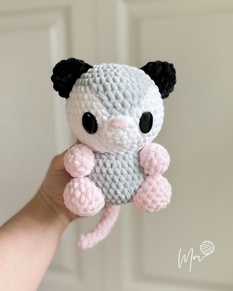 Free Possum Crochet Pattern, Opossum Crochet Pattern Free, Amigurumi Possum, Crochet Possum, Opossum Crochet, Crochet Opossum, Spooky Crafts, 2024 Inspiration, Crochet Plush