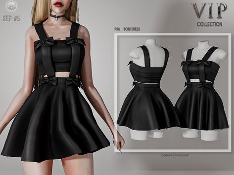 Egirl Dress, Los Sims 4 Mods, Fur Dress, Sims 4 Dresses, Sims 4 Collections, Best Sims, Bow Dress, Sims 4 Cc Finds, Sims 4 Clothing