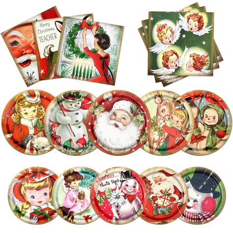 PRICES MAY VARY. 🎅【CHRISTMAS PARTY DECORATIONS】You will receive 20pcs retro Christmas 9-inch plates with 5 patterns, each with 4 pieces, 20pcs retro Christmas paper 7-inch plates with 5 patterns, each with 4 pieces,20pcs Christmas napkins. This set of vintage Christmas party supplies will add amazing to you, your family and friends. 🌲【ENJOY YOUR PARTY】Not only does the retro Christmas party decorations add fun and sparkle to your party, but it drastically cuts down on your party prep time so y Vintage Christmas Dinnerware, Vintage Christmas Decorations 1950s, Retro Christmas Party, Christmas Dinnerware Sets, Vintage Christmas Party, Christmas Party Themes, Christmas Dinnerware, Retro Santa, Christmas Napkins