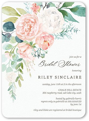 Wedding Shower Invites, Honeymoon Shower, Wedding Invitation Wording Examples, Emily Anderson, Pastel Bouquet, Colorful Invitations, Bridesmaid Ideas, Formal Wedding Invitations, Bridal Shower Cards