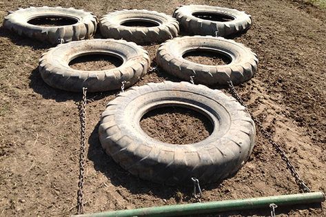 A homemade implement can be constructed from used tires that can be dragged across the field with a tractor or ATV to scarify the sod. Arena Drag, Used Farm Tractors, Diy Tire, Yard Tractors, Horse Farm Ideas, Pen Projects, Horse Arena, Bermuda Grass, Tractor Idea