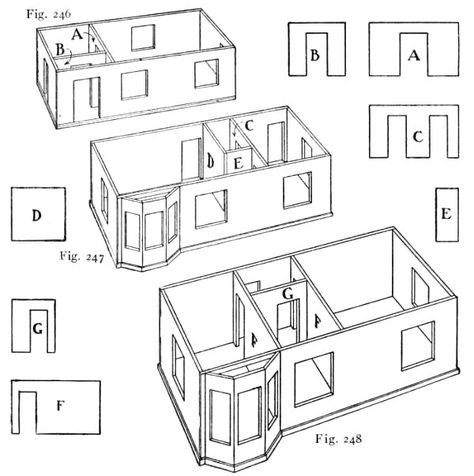 Doll House Furniture Paper, Diy Dollhouse Plans Free Printable, Doll House Plans Free Diy Projects, Dollhouse Pattern, Dollhouse Woodworking Plans, Doll House Flooring, First Second Third, Log Cabin Ideas, Dollhouse Tutorials