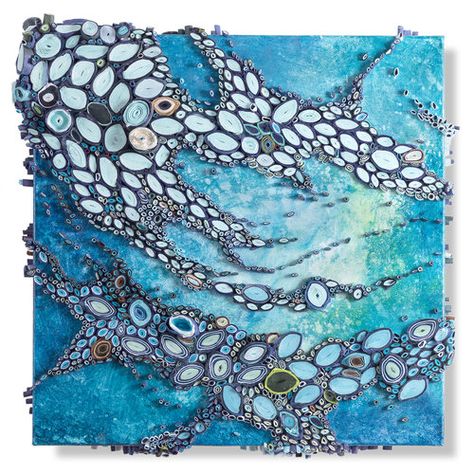 Aqua Moon One Amy Genser, Spider Dance, Craft Museum, Quilled Creations, Nature Artists, Intuitive Art, Organic Forms, Encaustic Art, Pouring Art