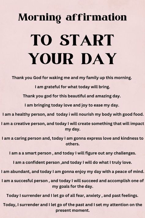 Read THIS EVERYDAY MORNING AFFIRMATIONS ! Positive Morning Affirmations Motivation, Affirmation For Positive Mindset, Daily Affirmations For Your Boyfriend, Daily Affirmations Morning, Positive Morning Affirmation Quotes, Manifesting A Good Day, Morning Affirmations For Him, Morning Daily Affirmations, Daily Mantra Positive Affirmations