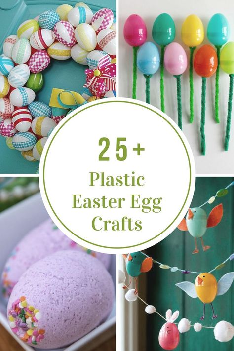 Plastic Easter Eggs seem to multiply every year. Don't toss them or store them away until next year. Why not reuse those eggs for these Plastic Easter Egg Crafts and Activities? Easter Craft Projects, Easter Activities For Kids, Plastic Easter Eggs, Easter Eggs Diy, Easter Egg Crafts, Easter Egg Painting, Plastic Eggs, Egg Crafts, Easter Crafts Diy