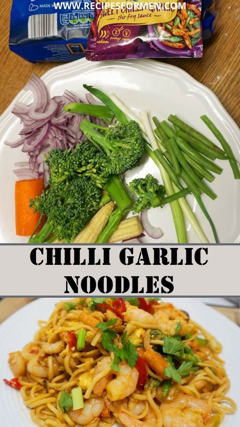 chilli garlic noodles Garlic Chili Noodles, Garlic Stir Fry Sauce, Garlic Stir Fry, Chili Noodles, Chilli Garlic Noodles, Garlic Noodles Recipe, Fry Noodles, Healthy Noodles, Pad Thai Sauce