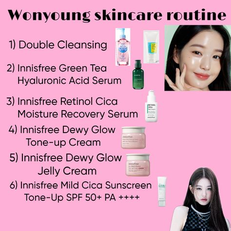 Wonyoung Day Routine, Yesstyle Influencer, Glowy Glass Skin, Clear Glass Skin, Skin Korean, Basic Skincare, Korean Skin Care Secrets, Skincare Items, Korean Eye Makeup