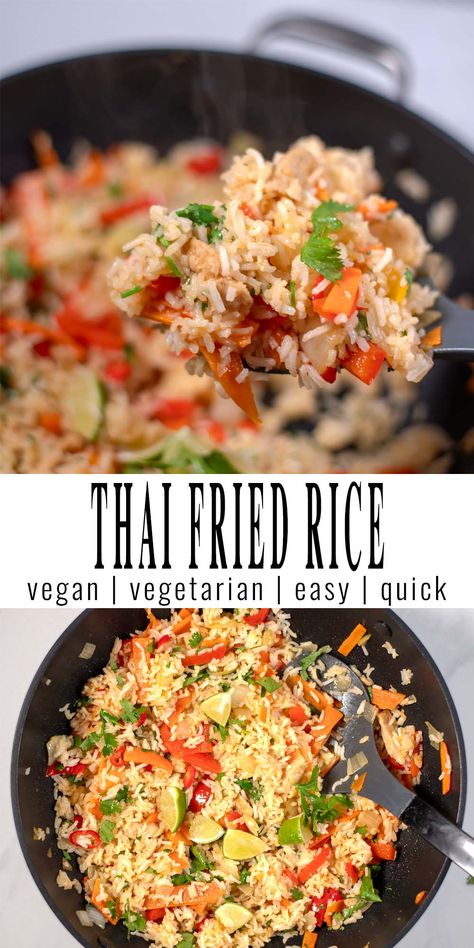 Thai Rice Recipes, Thai Fried Rice Recipe, Vegetarian Rice Recipes, Vegetarian Fried Rice, Vegetarian Thai Recipes, Thai Fried Rice, Vegetarian Thai, White Rice Recipes, Thai Rice