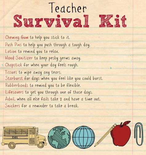 Teacher Survival Kit Printable 2 Schul Survival Kits, Teacher Survival Kit, Survival Kit Gifts, Survival Kit For Teachers, Teacher Survival, School Supplies For Teachers, School Survival, School Teacher Gifts, Teacher Supplies