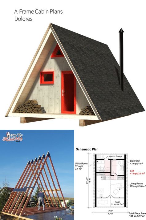 A Frame House Diy, Small A Frame Floor Plans, Small A Frame House Plans, Tiny A Frame House Plans, Tiny House A Frame Plans, A Frame Construction, Small Frame Cabin, Diy Tiny A Frame Cabin, A Frame Tiny House Floor Plans