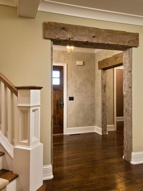 Simple Ideas to Add Character to Your Home for Not a Lot of Money Western Living Room Decor, Door Frame Molding, Western Living Room, Rustic Farmhouse Living Room, Rustic Door, Faux Wood Beams, Decor Western, Rustic Doors, Wood Trim