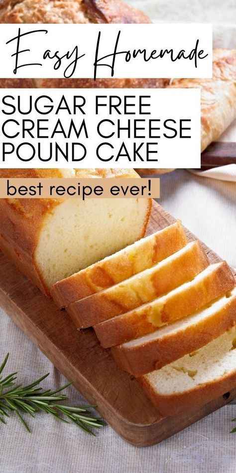 Sugar Free Pound Cake Recipe, Sugar Free Pound Cake, Sugar Free Cake Recipes, No Sugar Desserts, Sugar Free Desserts Easy, Low Sugar Desserts, Cheese Pound Cake, Sugar Free Baking, Sugar Free Recipes Desserts