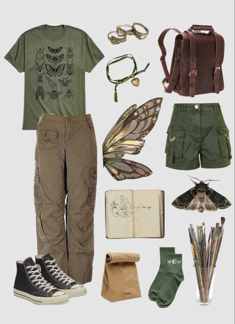 Goblin Core Shirt, Erincore Outfits, Crowcore Summer Outfits, Clothing Combos Outfit Ideas, Earthy Grunge Outfits Masc, Grunge Earthy Outfits, Forestpunk Outfits, Paleontology Aesthetic Outfit, Goblin Core Outfit Summer