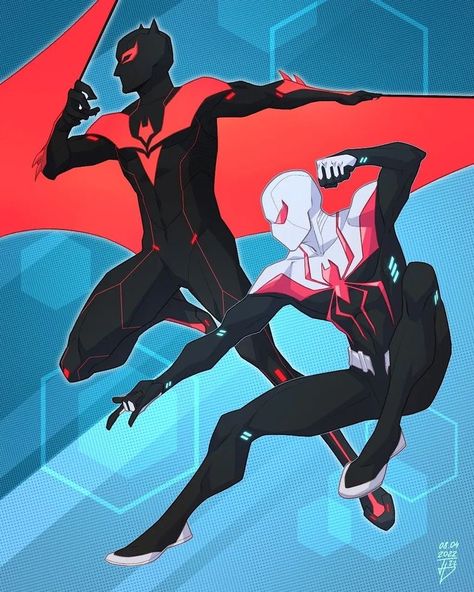 Spider Man Redesign, Batman Beyond Terry, Terry Mcginnis, Marvel And Dc Crossover, Spider Man 2099, Marvel Character Design, Miguel O Hara, Bat Man, Avatar Cartoon