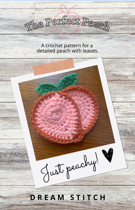 No longer shall our peaches look like apples or oranges! This crochet pattern will help you step by step to create a detailed, flat peach suitable for coasters, pins, and patches to sew onto your next project! Crochet Peach Applique, Peach Granny Square, Flat Peach, Crochet Peach, Flat Peaches, Fruit Crochet, Romper Crochet, Pins And Patches, Bear Outfit