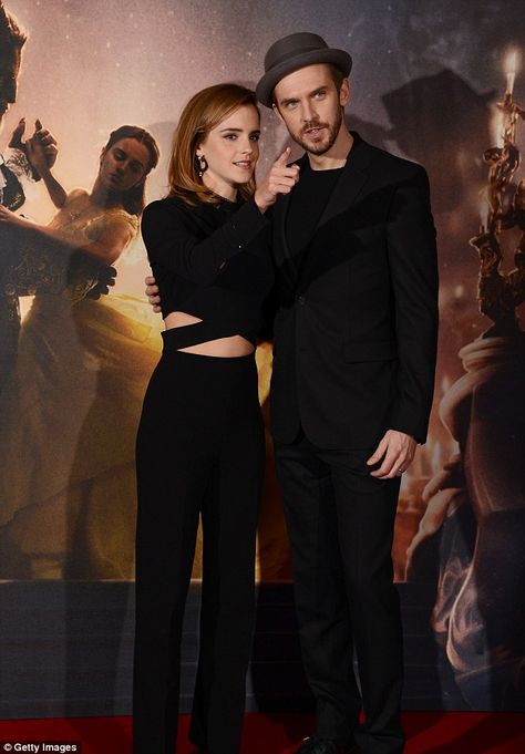 Main man: Emma posed alongside leading man Dan, who plays the Beast in the upcoming big gr... Beast Castle, Beauty And The Beast 2017, Beauty And The Beast Movie, Emma Watson Style, Black Gowns, Dan Stevens, Tale As Old As Time, Launch Event, Disney Films