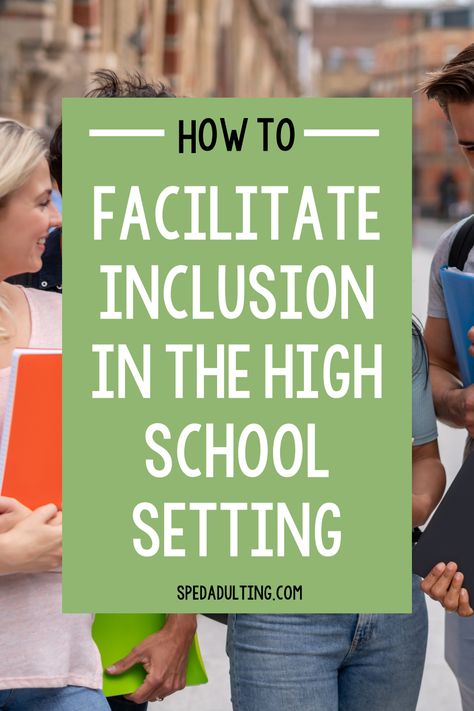 Are you a secondary life skills teacher looking for ideas to help facilitate inclusion in the high school setting? Here are 5 tips to help you foster inclusion with secondary students to create a more inclusive classroom and school. Using these tips, you will help general education students interact and work with students in your life skills classroom. But they will also help your special education students practice life skills, vocational skills and social skills in an inclusion setting. High School Inclusion Teacher, Hs Classroom, Special Education Life Skills, Special Education Inclusion, Inclusion Teacher, High School Special Education Classroom, Teaching Safety, Special Education Reading, Inclusive Classroom