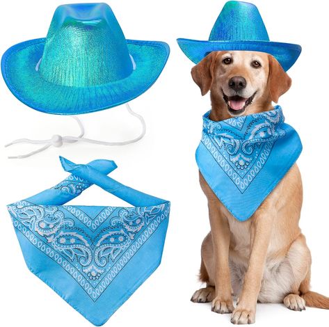 Pet Neon Sparkly Glitter Space Cowboy Hat Costume Set Dog Cat Metallic Space Shiny Cowboy Hats with Paisley Bandana West Cowboy Accessories for Pets (Metallic Rose Red) - Halloween Dog Costume - Halloween Costume - Bat - Spooky Season - Fall Decor - Halloween 2023 - Trick or Treat - Goth - Pumpkin - Barbie - Hello Pumpkin - Pumpkin - Fur baby - Rose Gold - Couples Costume - Barbie and Ken Costume - Best Seller - October - Septmeber - Barbie Movie - Cowboy - Rodeo Cowboy Hat Costume, Cowboy Dog Costume, Barbie And Ken Costume, Dog Cowboy, Cowboy Accessories, Cowboy Costume, Bandana Dog, Dog Halloween Costumes, Hat And Scarf Sets