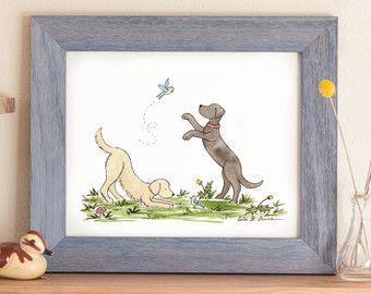 Puppy Nursery Art, Nursery Print, Black Lab Art, Golden Retriever Art, Nursery Wall Art, Children's Art, Neutral Nursery, Kids Room Decor Black Lab Art, Watercolors Ideas, Dog Nursery Art, Dog Nursery Decor, Lab Art, Puppy Nursery, Golden Retriever Art, Black Labs Dogs, Perfect Nursery