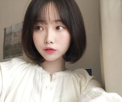 Asian Bob, Hair Growing Tips, How To Cut Bangs, Shot Hair Styles, Hair Stylies, Girl Haircuts, Short Hair Styles For Round Faces, Quick Outfits, Korean Girl Fashion