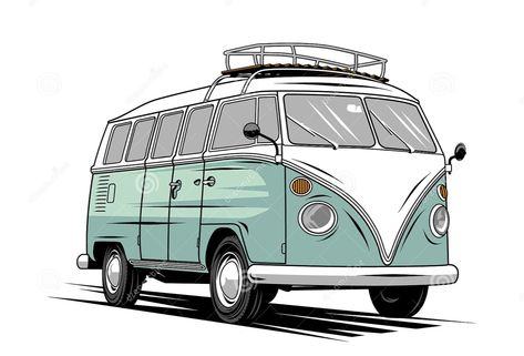 Van Drawing Reference, Volts Wagon Van Drawing, Volkswagen Van Drawing, Volkswagen Bus Drawing, Camper Drawing, Easy Nature Drawings, Van Drawing, Bus Drawing, Volkswagen Vans