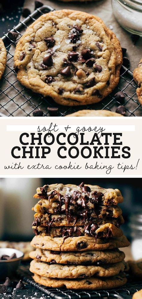 Crumble Cookie Chocolate Chip Cookies, Chocochips Cookies Recipe, No Chill Cookies, Gooey Chocolate Chip Cookie Recipe, Chocochips Cookies, Cookie Baking Tips, Cookie Recipes Gooey, Ultimate Chocolate Chip Cookies Recipe, Ultimate Chocolate Chip Cookies