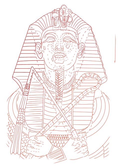 Tutankhamun Tattoo Design, Egyptian Tattoo Chest For Men, Pharaoh Tattoo Stencil, Pharaoh Stencil, Egyptian Pharoah Tattoo, Pharaoh Tattoo Design, King Tut Tattoo Design, Tutankhamun Tattoo, Pharoah Tattoo