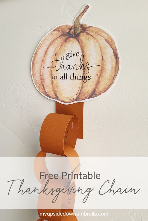 gratitude chain pin Gratitude Chain For Thanksgiving, 5 Kernels Of Corn Printable, Gratitude Chain, Thanksgiving Sunday School, Sunday School Thanksgiving Crafts, Gratitude Pumpkin, Gratitude Crafts, Upside Down Umbrella, Pumpkin Topper