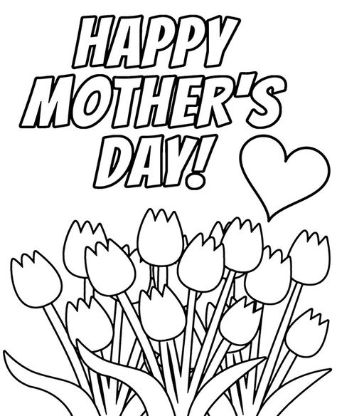 mothers day card coloring page tulips Mothers Day Coloring Sheets, Mothers Day Coloring Cards, Mothers Day Coloring Pages, Mother Day Wishes, Happy Mother's Day Card, Diy Mothers Day Gifts, Easy Coloring Pages, Printable Greeting Cards, Mother's Day Diy