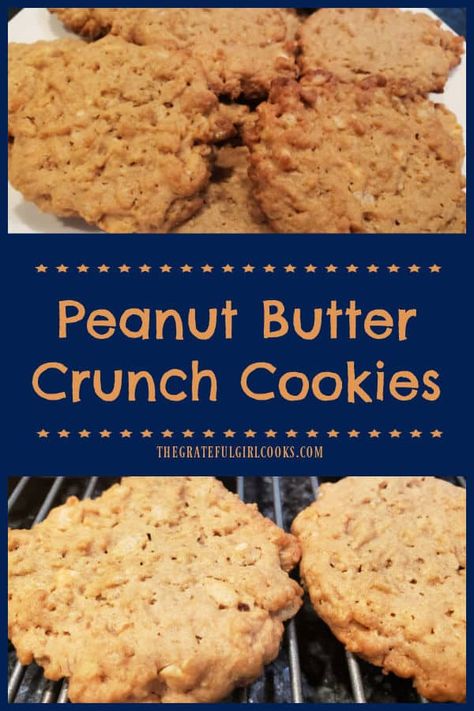 Peanut Butter Cookies With Rice Krispies, Peanut Butter Crunch Cookies, Recipes Using Crunchy Peanut Butter, Peanut Butter Rice Krispie Cookies, Recipes With Crunchy Peanut Butter, Peanut Butter Rice Crispy Cookies, Rice Crispy Cookies Recipes, Crunchy Peanut Butter Recipes, Crispy Peanut Butter Cookies