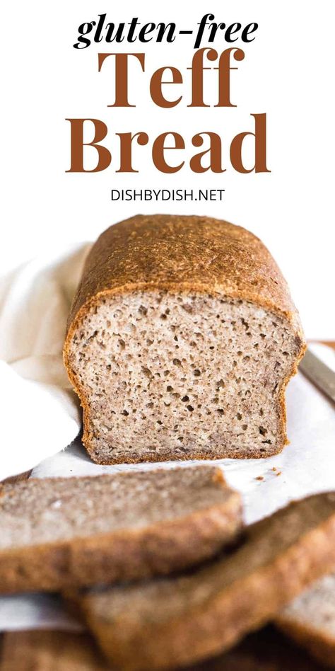 This incredibly soft and fluffy teff bread has a deliciously nutty and earthy flavor, and comes together very easily. It tastes delicious and looks uncannily similar to whole wheat bread. This teff flour bread is perfect for making sandwiches, avocado toast, or simply toasted and spread with jam. Totally gluten-free and dairy-free too, but no one would care! | teff flour recipes | gluten-free bread recipes | yeast bread recipes | gluten-free yeast bread | yeasted breads Teff Flour Bread Recipes, Gluten Free Bread That Tastes Like Real Bread, Teff Bread Gluten Free, Gluten Free Whole Wheat Bread Recipe, Teff Bread Recipe, Teff Flour Bread, Wheat Gluten Recipes, Gf Bread Recipes, Lupin Flour Recipes