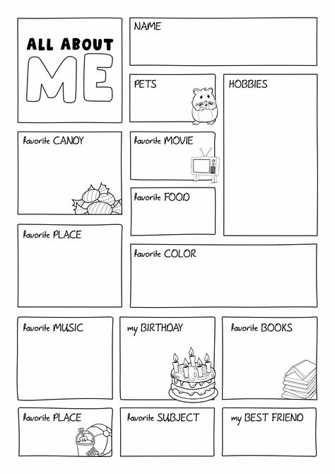 About You Template, Fun Facts About Me Template, All About Me Poster Ideas High School, How About Me, About Me Profile Ideas, About Me Questions Template, Facts About Me Journal, My Favorites Template, All About You