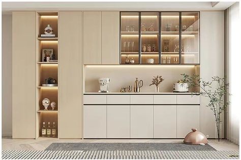 Home bar design ideas Crockery Units Modern Luxury, Luxury Crockery Unit Design Modern, Crockery Cabinet Design Modern, Trending Beds, Crockery Units Modern, Dinner Wagon, Modern Crockery Unit, Crockery Unit Design Dining Rooms, Modern Crockery