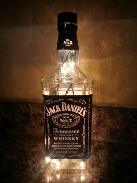 Jack Daniel Centerpieces, Jack Daniels Bottle Wedding Centerpieces, Cigars And Whiskey Party Centerpieces, Jack Daniels Wedding Centerpieces, Whiskey Bottle Wedding Decor, Jack Daniels Centerpiece, Jack Daniels Wedding, Lights Centerpieces, Crafts With Lights