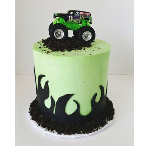 Monster Truck Birthday Cake Monster Jam Cake, Monster Truck Birthday Cake, Truck Birthday Cake, Monster Jam Birthday Party, Monster Jam Birthday, Jam Cake, Truck Birthday Cakes, Monster Truck Theme, Hotwheels Birthday Party