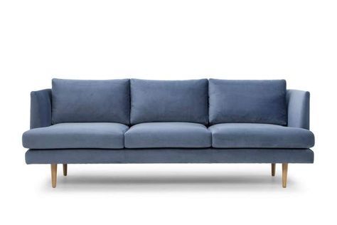 Calibre Furniture Thornton Sofa Dusty Blue Walnut Sofa, Tv Entertainment Units, Interiors Online, Blue Sofa, No Background, Blue Interior, Comfortable Sofa, Modern Furniture Living Room, Velvet Sofa