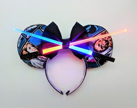 Star Wars Mouse Ears, Star Wars Disney Ears, Light Up Mickey Ears, Star Wars Mickey Ears, Star Wars Ears, Disney Halloween Cruise, Disney Themed Classroom, Disney Swag, Diy Disney Ears