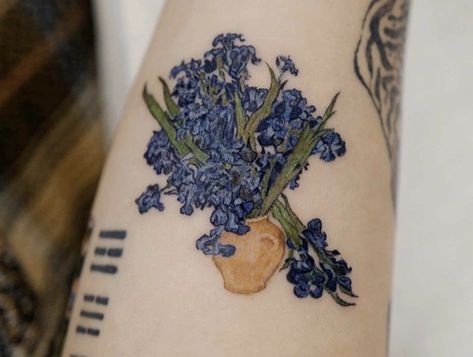 Irises Tattoo, March Tattoo, Van Gogh Tattoo, Tattoo Van, Tattoos Instagram, 16 Tattoo, Iris Tattoo, Handpoke Tattoo, Mini Tattoo