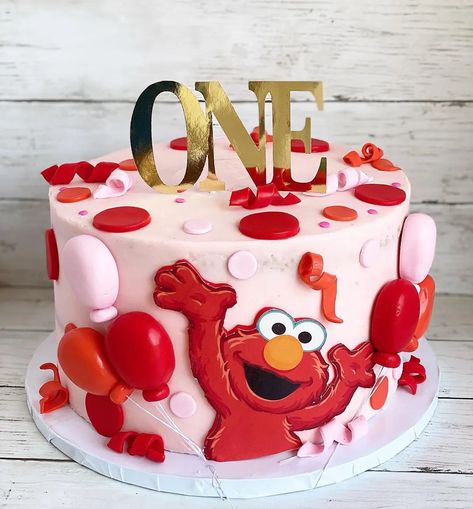 Elmo Number Cake, Elmo 2nd Birthday Cake, Elmo Birthday Cake 1st, Elmo Cake Girly, Elmo Cakes, Elmo Smash Cake, Sesame Street Birthday Cakes, Elmo Birthday Cake, Elmo First Birthday